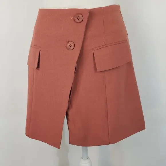 NWT WEWOREWHAT Asymmetrical Button Front Pocket Split Hem Blazer Mini Skirt XS - Picture 3 of 11